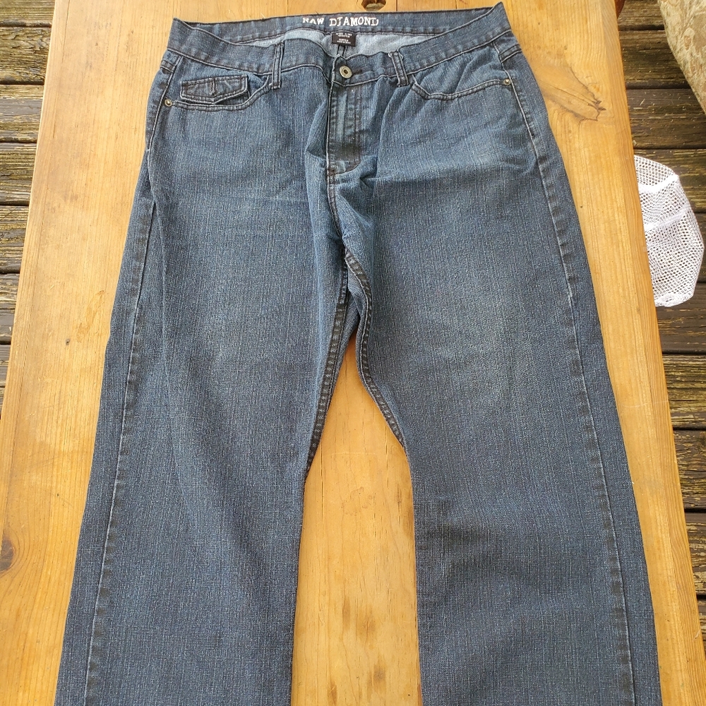 Raw Diamond Mens Jeans 38x30 Slim Fit Blue Dark Wash Denim Casual
